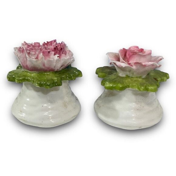 Antique Aynsley Pink Green & White Flower Rose Carnation Dainty English Fine Bon - Picture 2 of 6